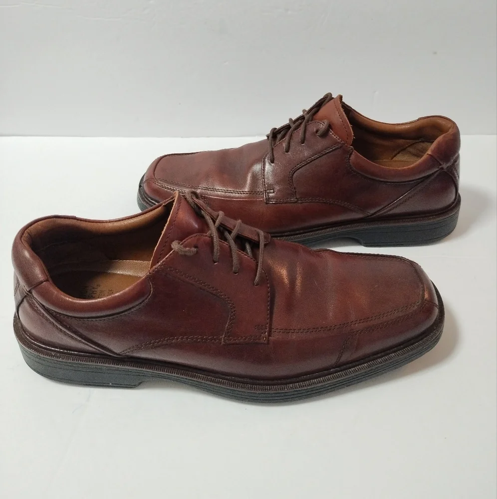 Men's Johnston & Murphy XC4 Sheepskin Leather Oxford Dress Shoes Brown Sz 9.5M